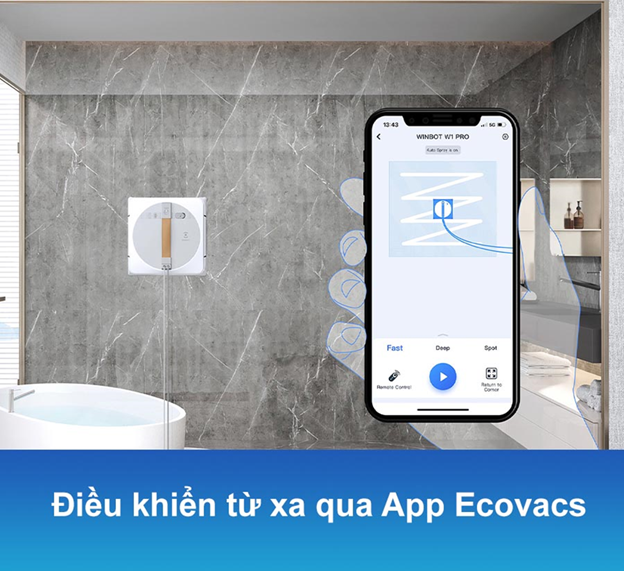 Điều khiển trên điện thoại robot lau kính