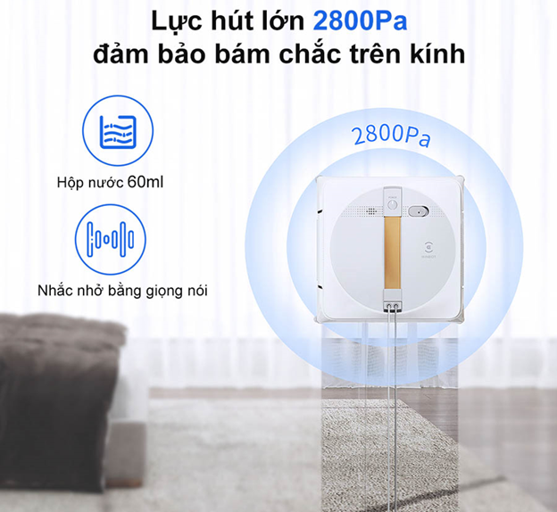Lực hút lớn robot lau kính ecovacs
